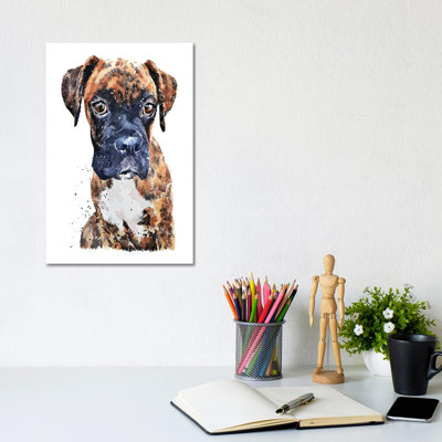 Brindle Boxer Pup - Wrapped Canvas Painting