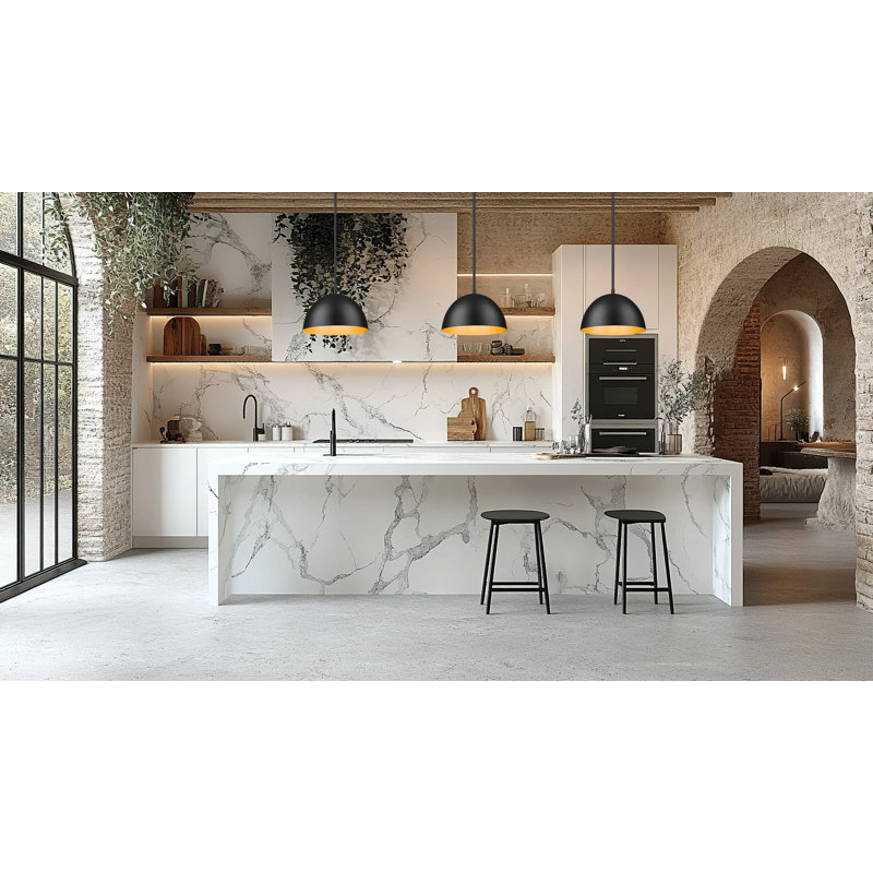 Luminaire suspendu 1 lumière noir mat Alyvia, Noir mat