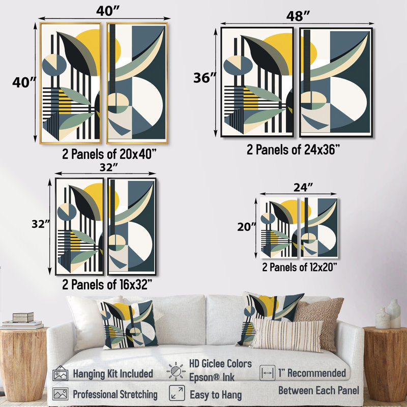Art graphique rétro Mid-Century I - art mural moderne, 20" H x 24" W, Impression encadrée flottante, White