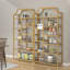 Bibliothèque 70 "H 70,87" avec tablettes en verre, présentoir moderne à 8 niveaux avec structure en métal à finition dorée