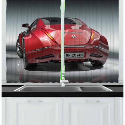 Cars 2 Piece Kitchen Curtain