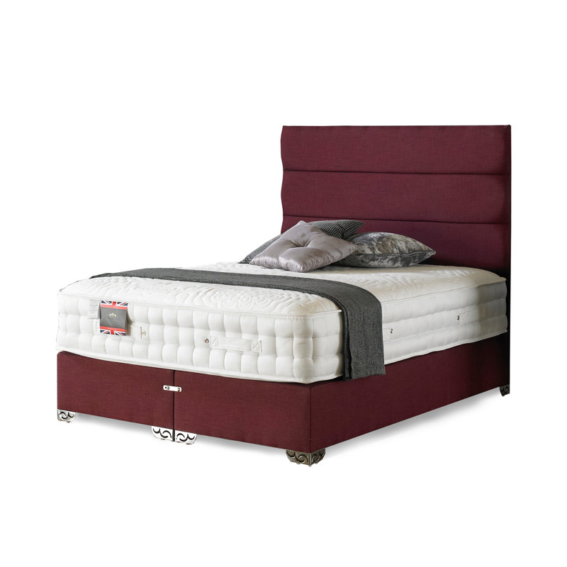 Arundel Upholstered Bed with Mattress, Plum Linen, No Storage, Small Double