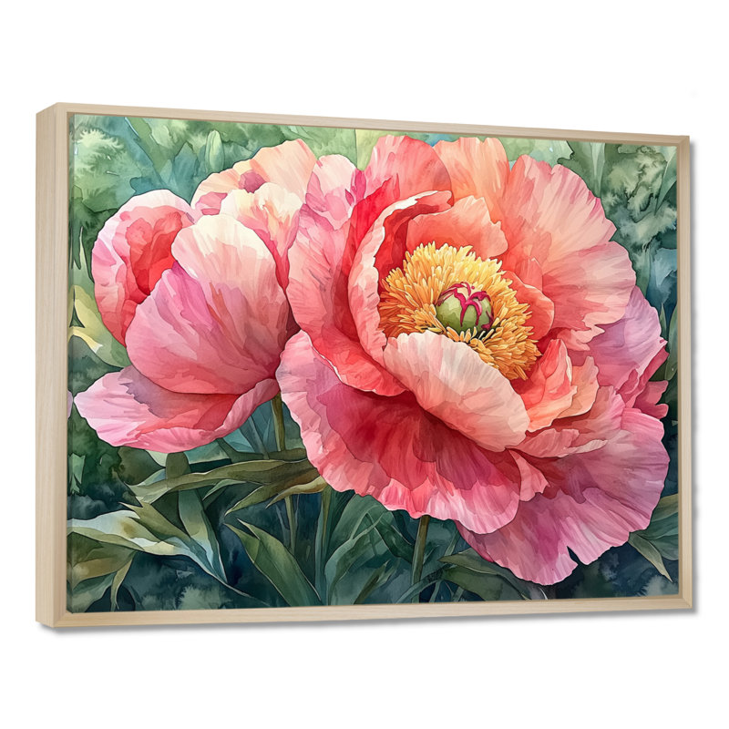 Pivoine d'été en pleine floraison III - pivoine, art mural, H 16 po x l 32 po, Silver Picture Framed