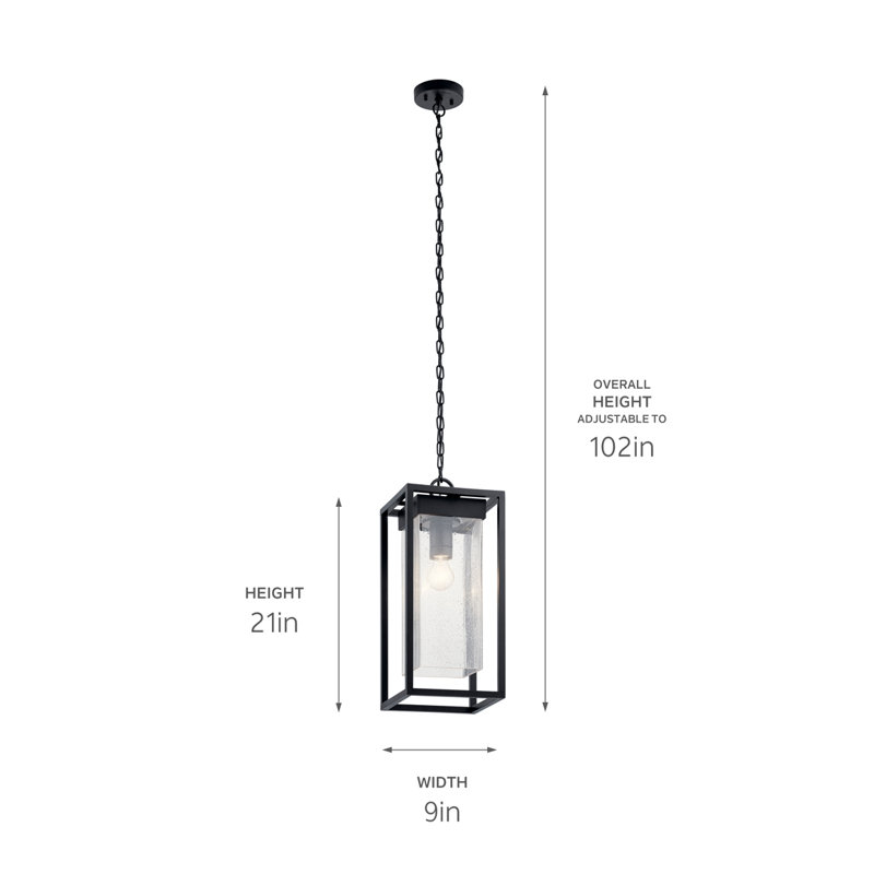 Luminaire suspendu d'extérieur 1 lumière H 21 po Harjap, Noir