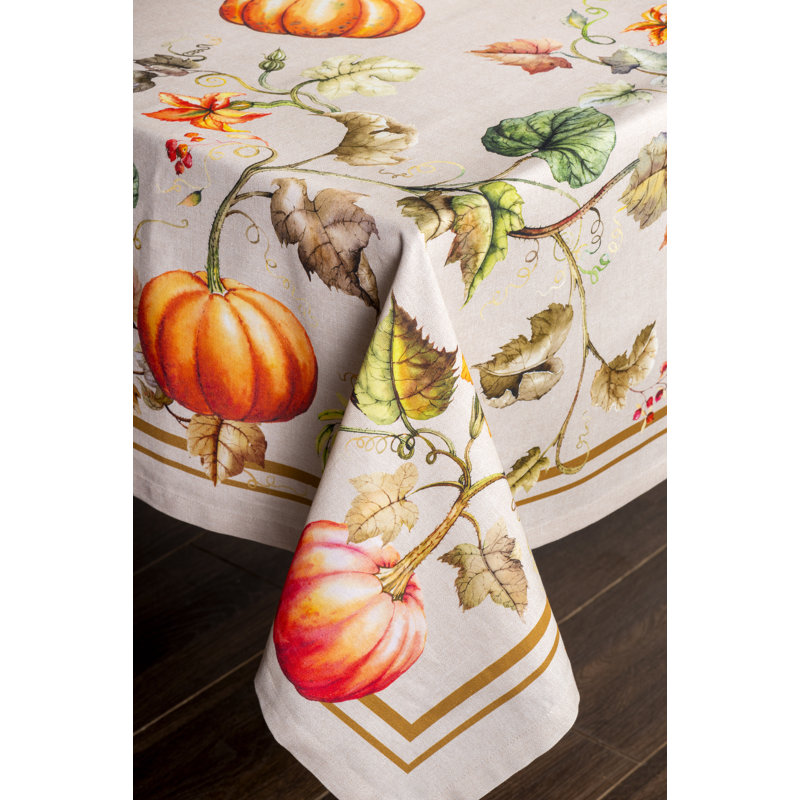 100% Cotton Thanksgiving Tablecloth, 90" x 60"