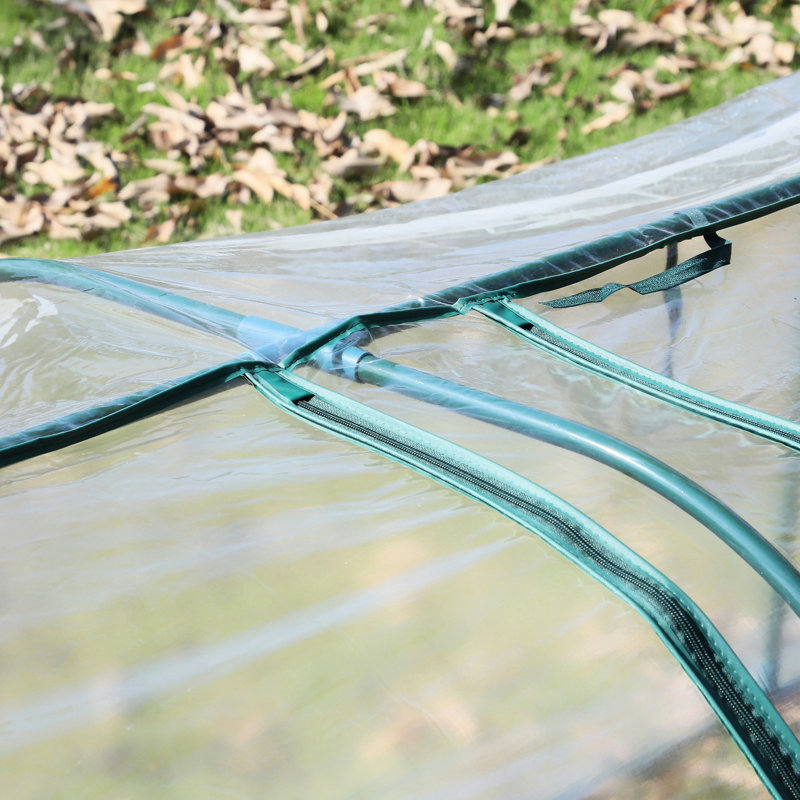 Mini Greenhouse 11'X3'x2.5', Portable With Zippered Openings, -Protective Cloth And Steel Frame For Gardening 11' X 3' 2.5' Greenhouse, Door, -Blocking Cover Strong Support