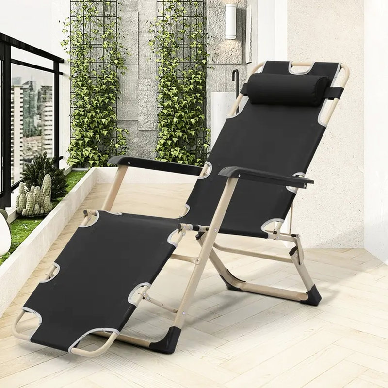 Chaise longue noire avec hauteur de siège réglable - Personnalisez votre position assise pour une utilisation en terrasse