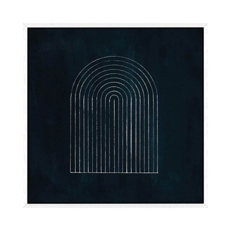 Navy Mid Century Rainbow by Whales Way - Print on Canvas, 66.04cm H x 66.04cm W x 3.81cm D, White Framed