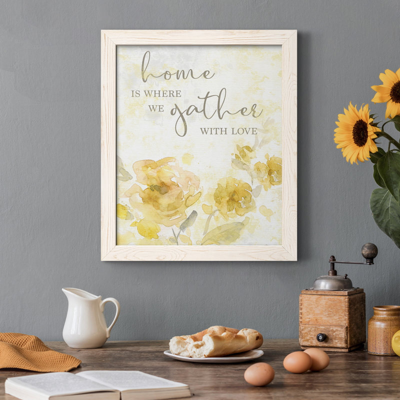 «Gather with Love», art textuel sur toile, H 37,5 po x l 27,5 po x P 1,5 po, Blanc