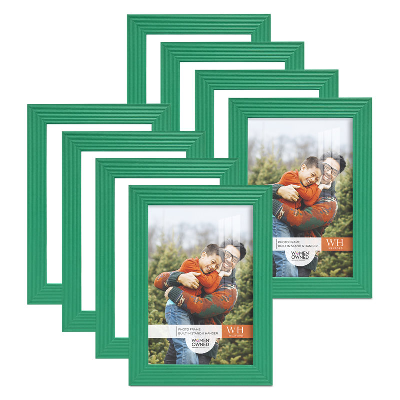 Ensemble de 8 cadres muraux en bois 8 pièces, 5 po x 7 po, Vert émeraude