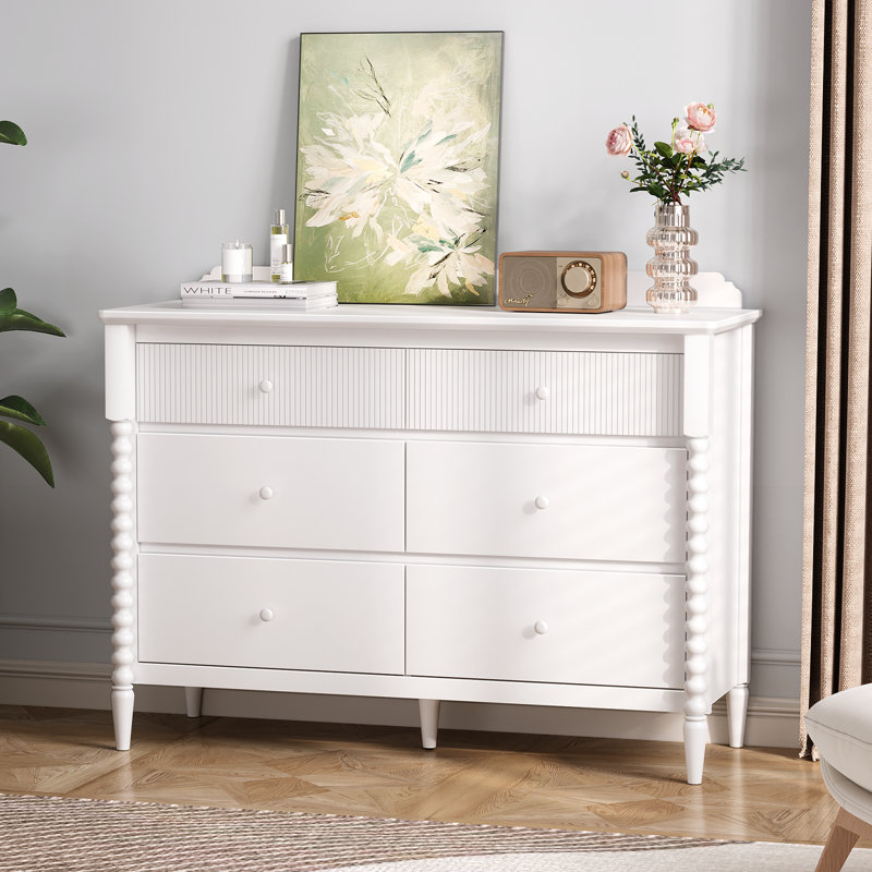 Commode 6 tiroirs avec rangement, commode large