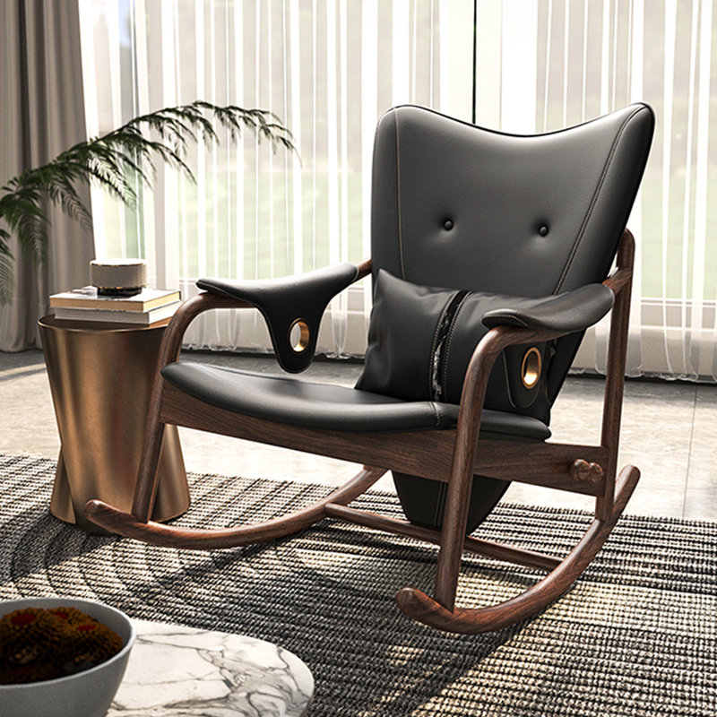Chaise berçante rétro en similicuir rétro