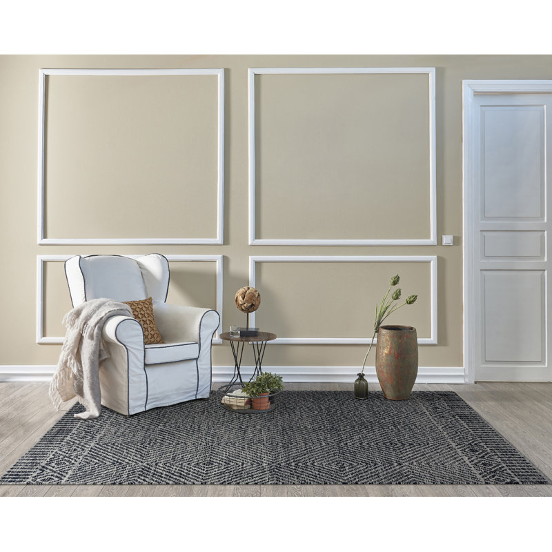 Tapis gris en laine touffeté à la main Aijah, Rectangle 8 pi x 11 pi