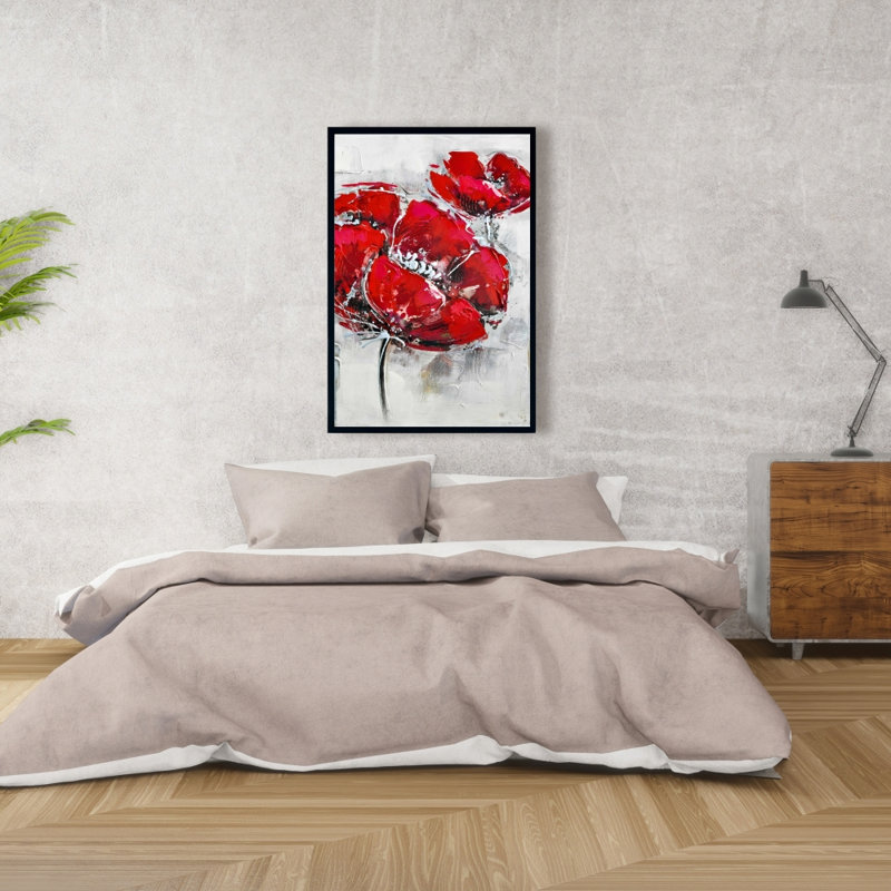 "Fleurs rouges abstraites et texturées" sur toile