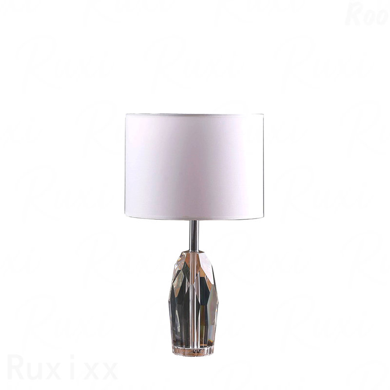 Lampe de table - Dodécaèdre 19 po, prisme en cristal massif, finition argent chromé