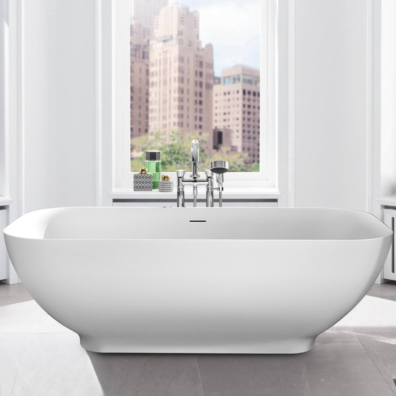 67'' x 29.5'' Freestanding Soaking Solid Surface Bathtub