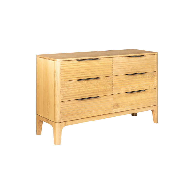 Commode Cid Jima 59 po, 6 tiroirs au fini chêne naturel