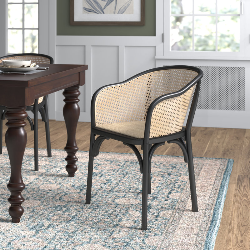 Fauteuil Fabiana, Siège et dossier naturels / cadre noir