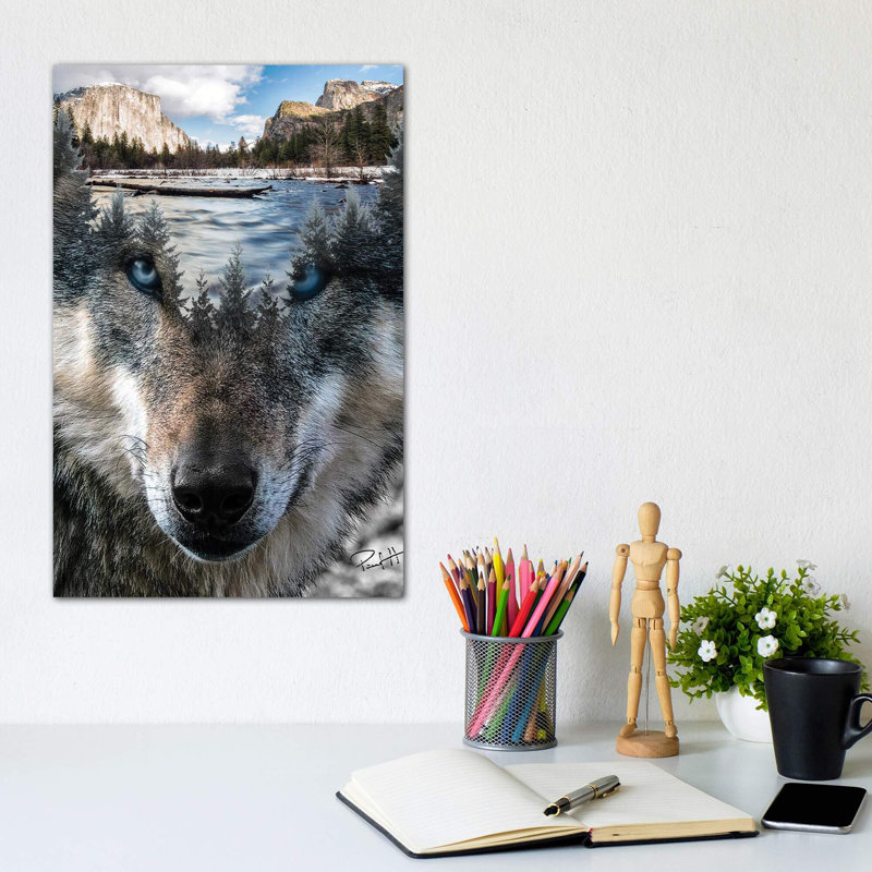 « loup » par paul haag-impression sur image, H 12 po x l 8 po x P 0,75 po, Toile tendue