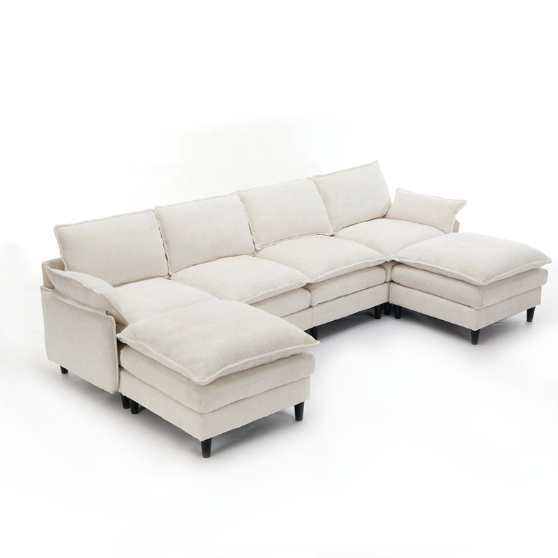 Canapé modulaire, ensemble de canapé en U en forme de nuage, canapé modulaire convertible, Beige