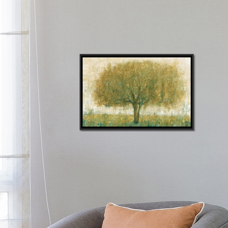 « summer day tree ii », impression sur toile, H 18 po x l 26 po x P 1,5 po, Toile avec cadre noir, Pas de tapis