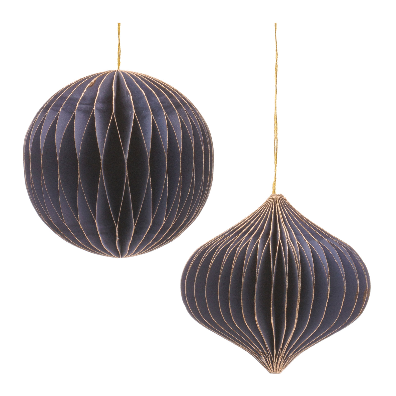 Round Paper Ornament Set of 12, Dark Blue