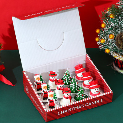 Christmas Decorations 12pcs Christmas Snowman Candles Hotel Shopping Mall Window Scene Layout Candles for Party Wedding Spa Home Decoration