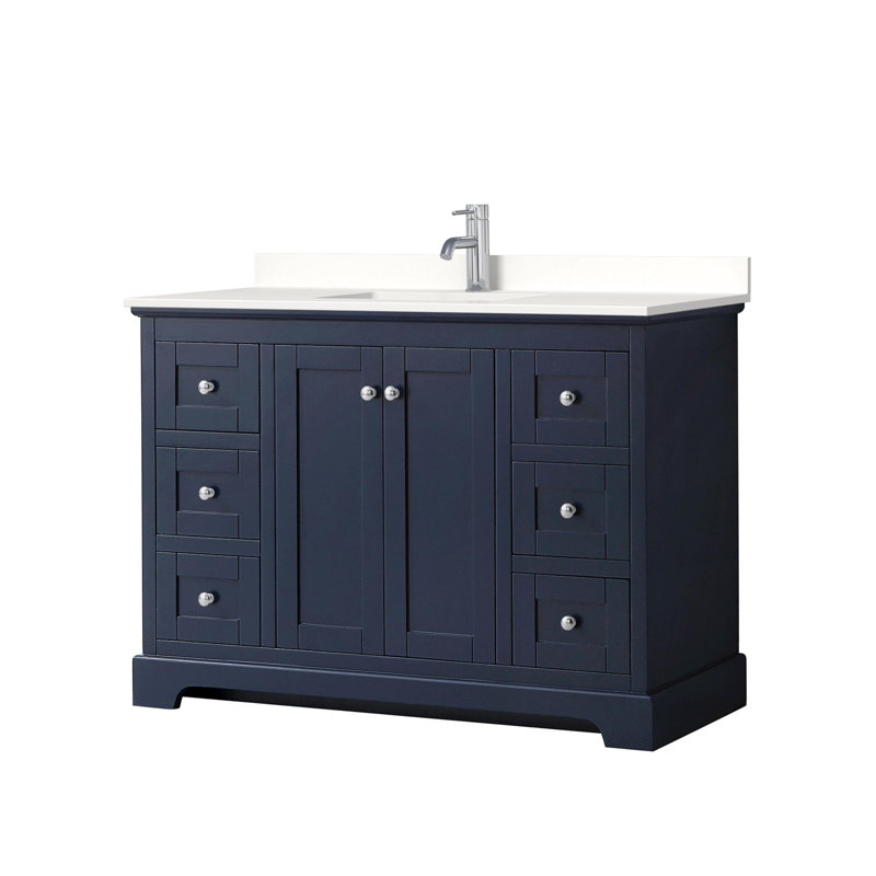 Ensemble de meuble-lavabo simple 48 po Avery, Quartz Giotto, Gris foncé, Chrome poli