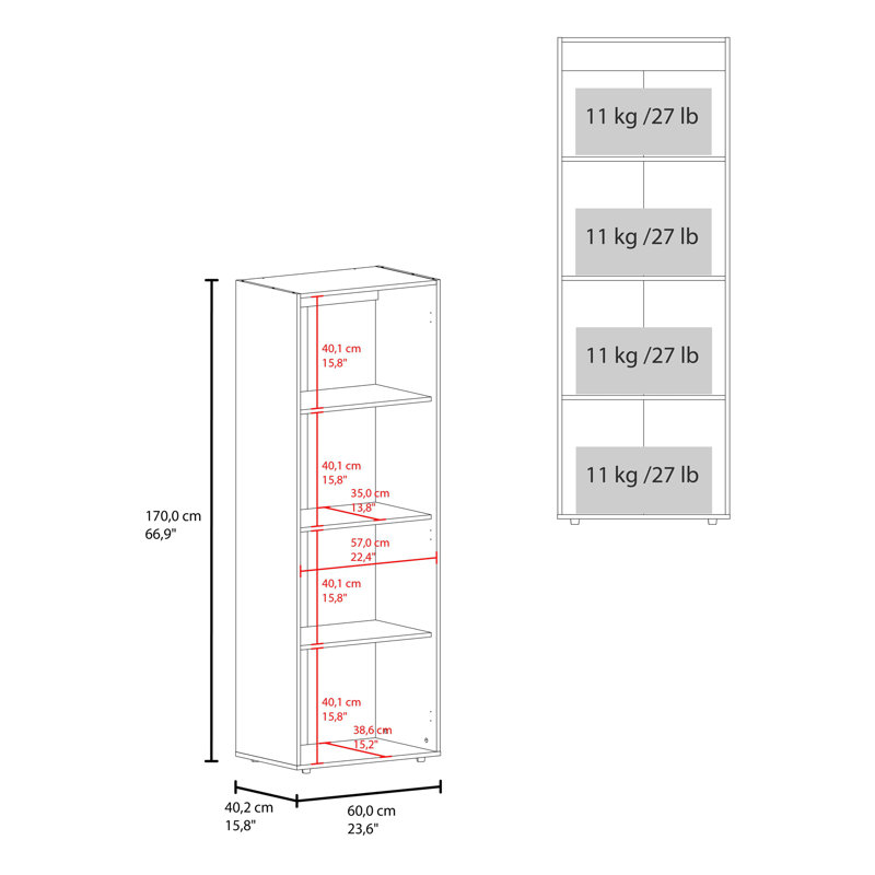 Grande armoire moderne à 2 portes avec 4 tablettes et rangement vertical, Naturel