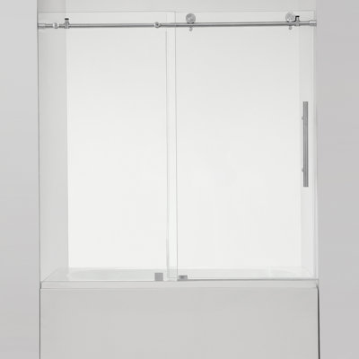 60'' - W x 58'' H Single Added Door Frameless Tub Door with