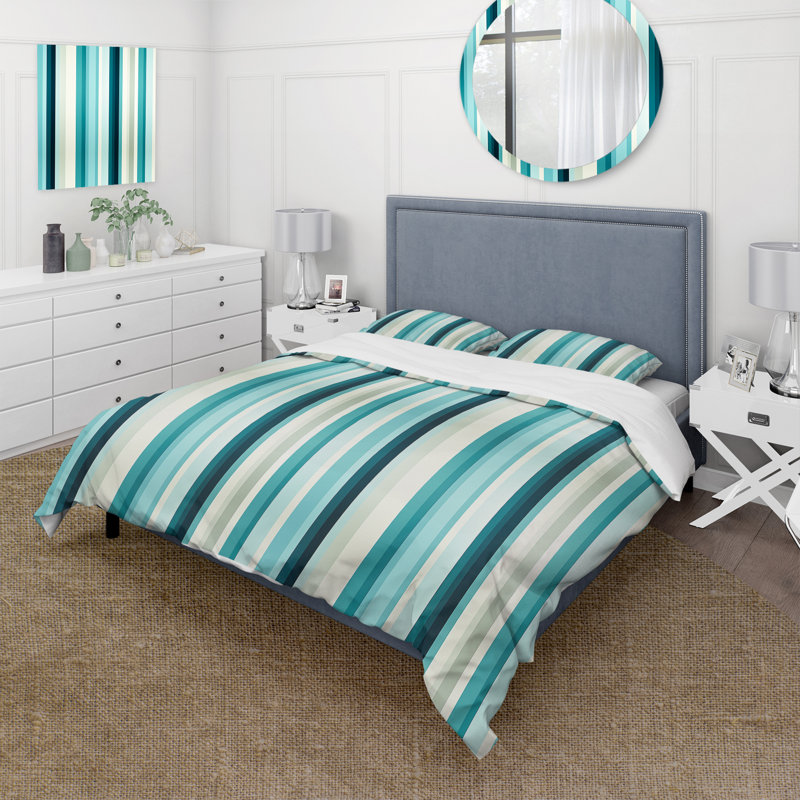 Zen Tranquility Striped Pattern Duvet Cover, King Duvet Cover + 2 King Shams