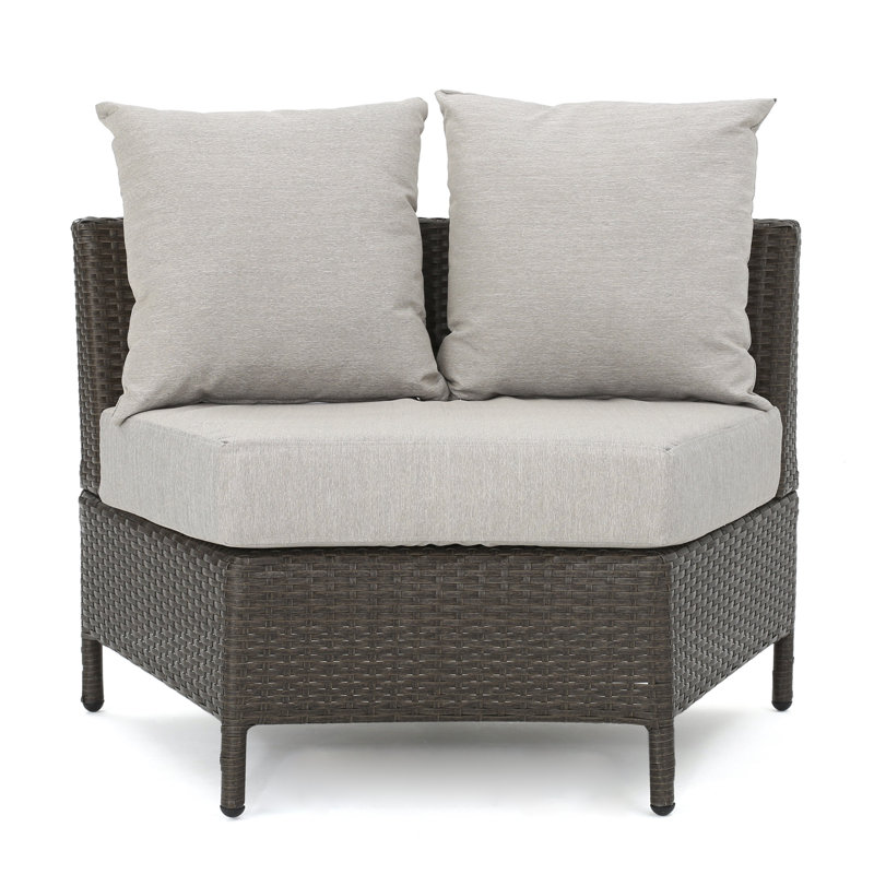 Canapé d'extérieur simple avec coussins imperméables - Fauteuil de patio en rotin PE brun