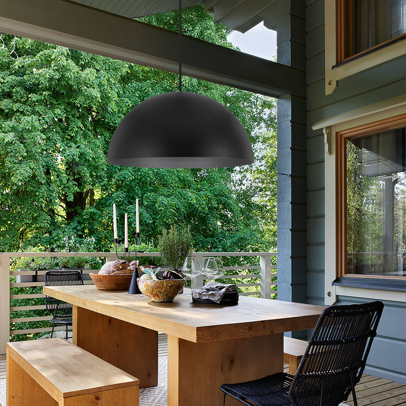 Half Round LED Pendant for Indoor/Outdoor Use, 5-CCT Selectable, Dimmable, Wet Rated, 15.8" H x 31.5" W x 31.5" D