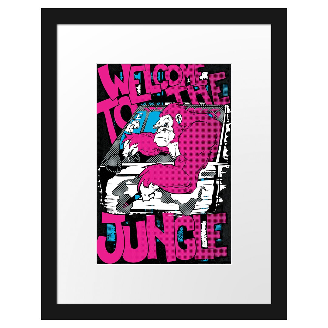 Gerahmtes Poster Welcome To The Jungle Black