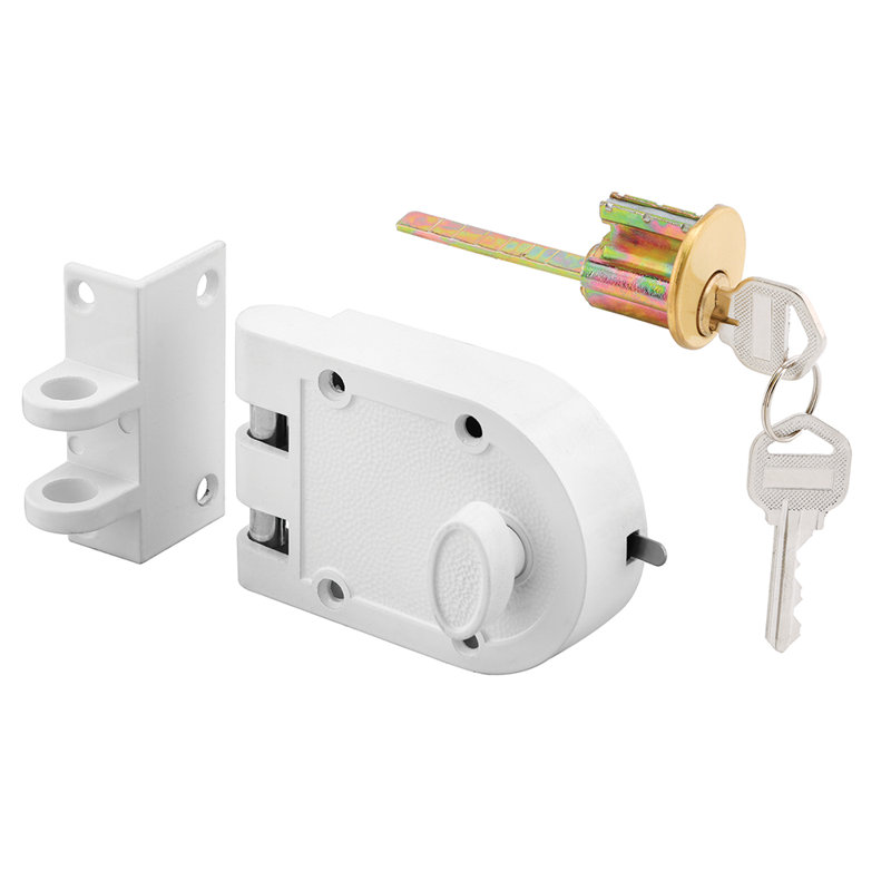 Diecast, Single Cylinder Keyed Jimmy-Resistant Deadlock, For Doors 1-3/8 to 2-3/8 Inch Thick, White Finish (Single Pack)