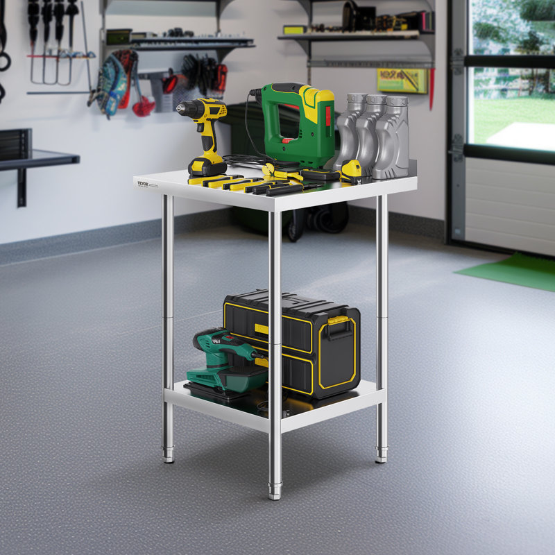 Adjustable Height Stainless Steel 24'' x 24'' Work Table