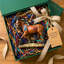 Figurine de cheval de résine en résine peinte sculpture de poney chevalier brun brun