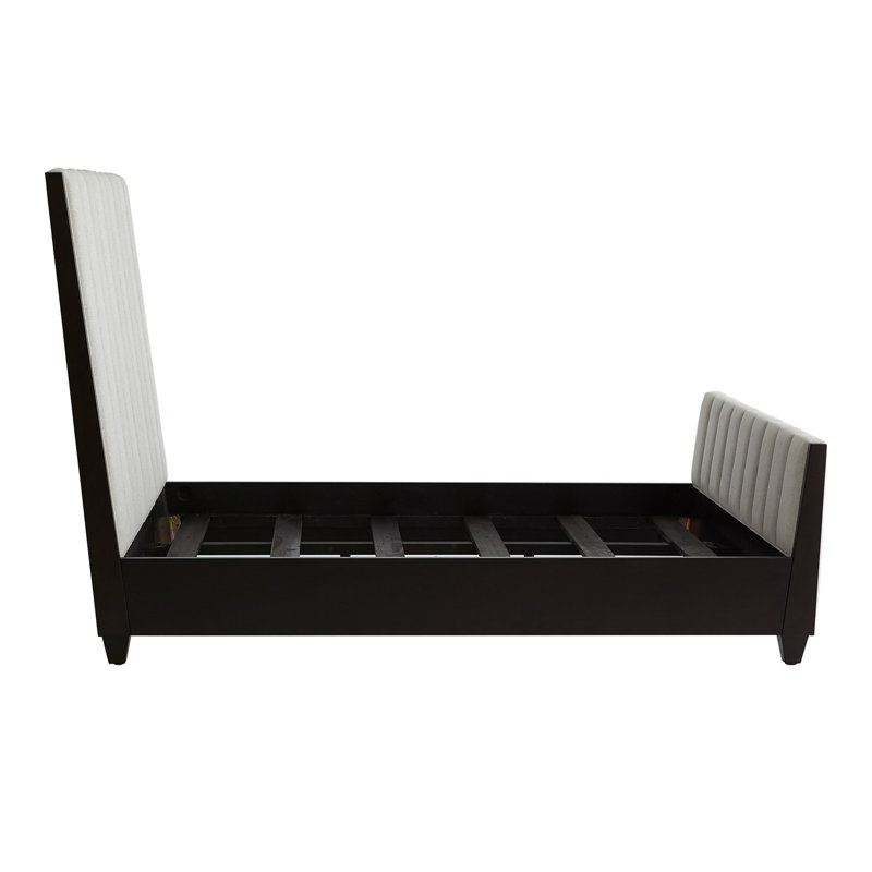 Channel Upholstered Bed, King, Light Gray