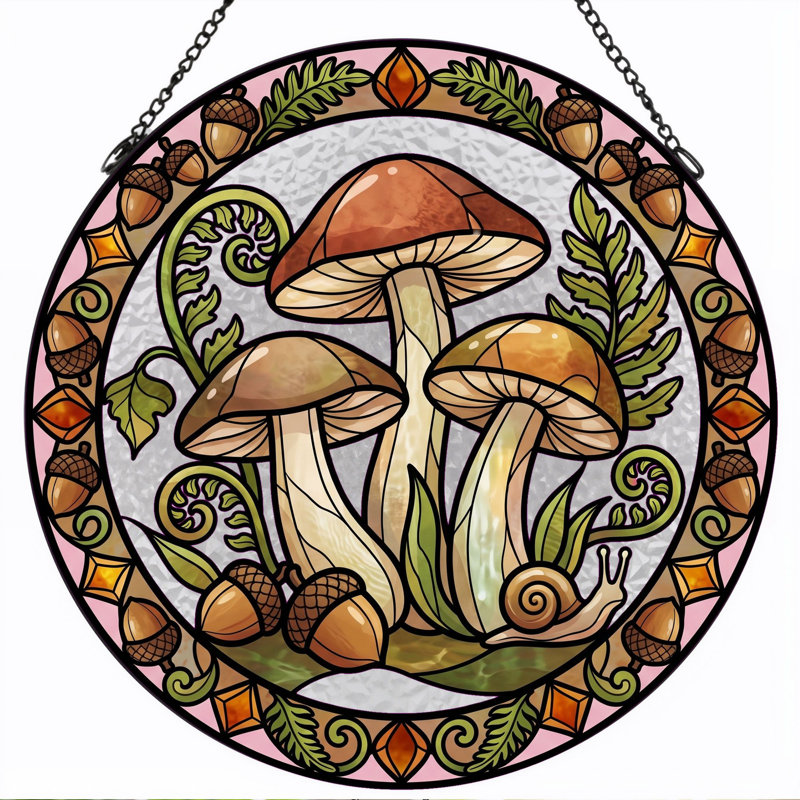 Panneau de vitrail Mushroom Forest - H 12 po, H 12 po