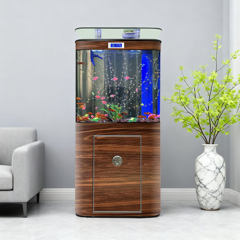 Réservoir d'aquariums carrés avec filtre supérieur, 26.42 Gallon (59.06"H x 39.37"W x 15.75"D), Brown