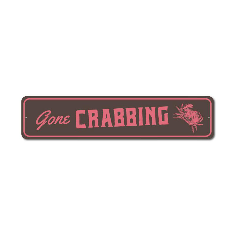 Enseigne en aluminium «Gone Crab», H 4 po x l 18 po x P 0,04 po