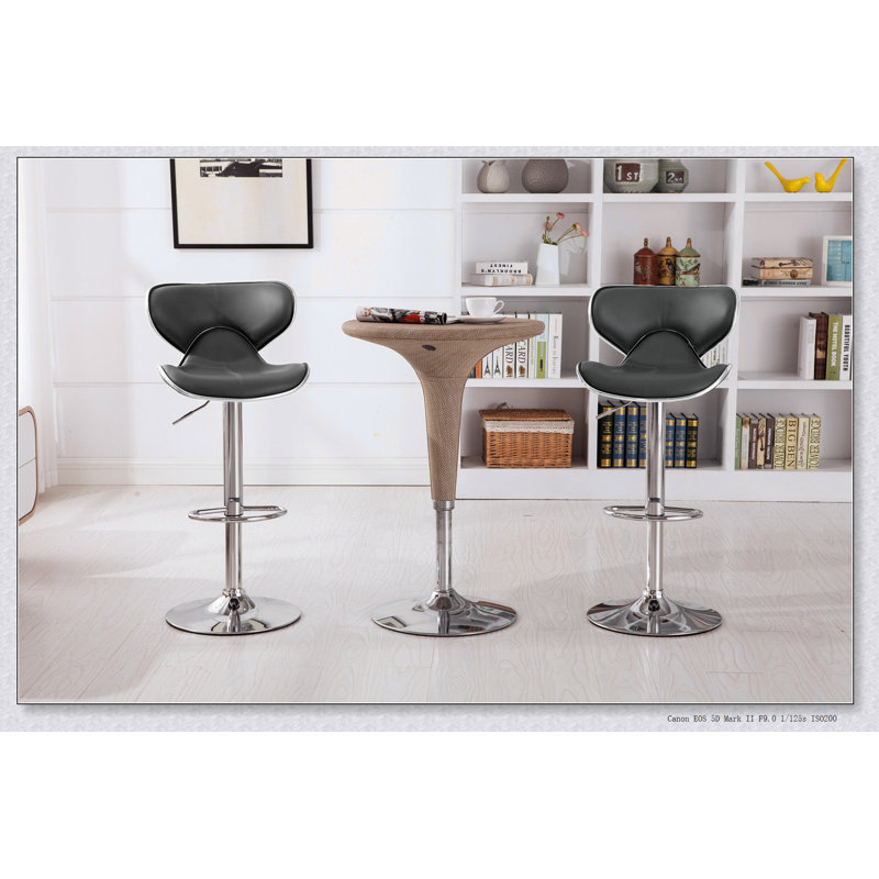 Ensemble de 2 tabourets pivotants réglables Masaccio avec base chromée Airlift, Gris