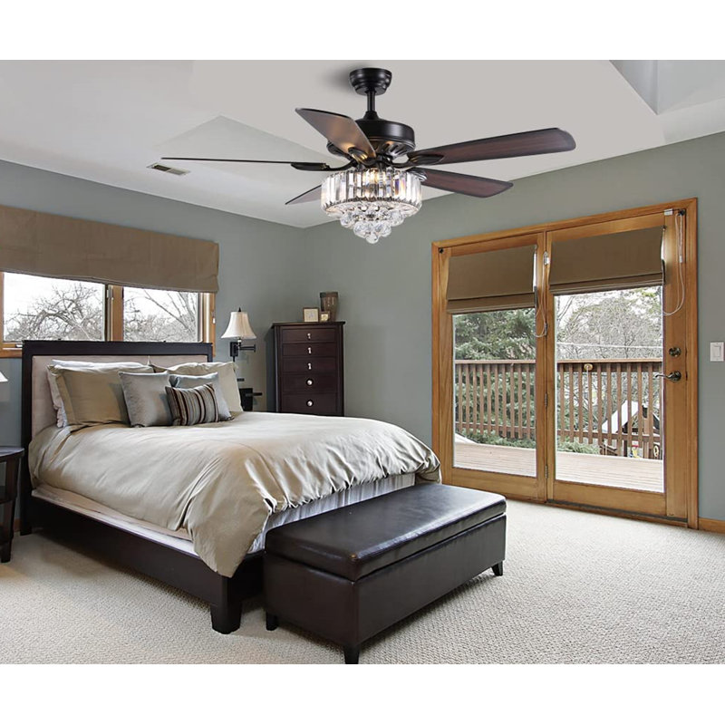 Boynton 52" Black Ceiling Fan with Light Kit and Reversible with Dimmable