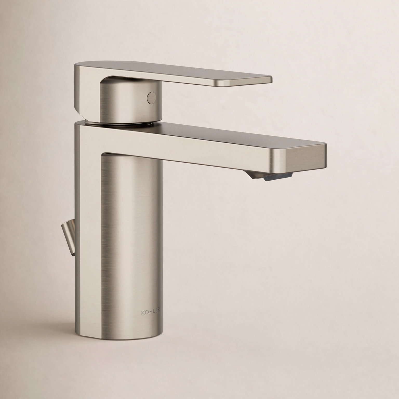 Parallel Single-Hole Bathroom Faucet with Drain, Vibrant Brushed Nickel
