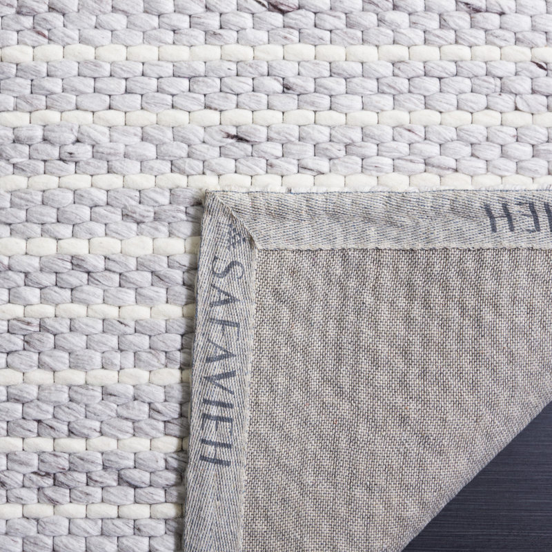Marbella Hand Woven Wool And Cotton With Latex Solid Color Rug, Rectangle 5' x 8'