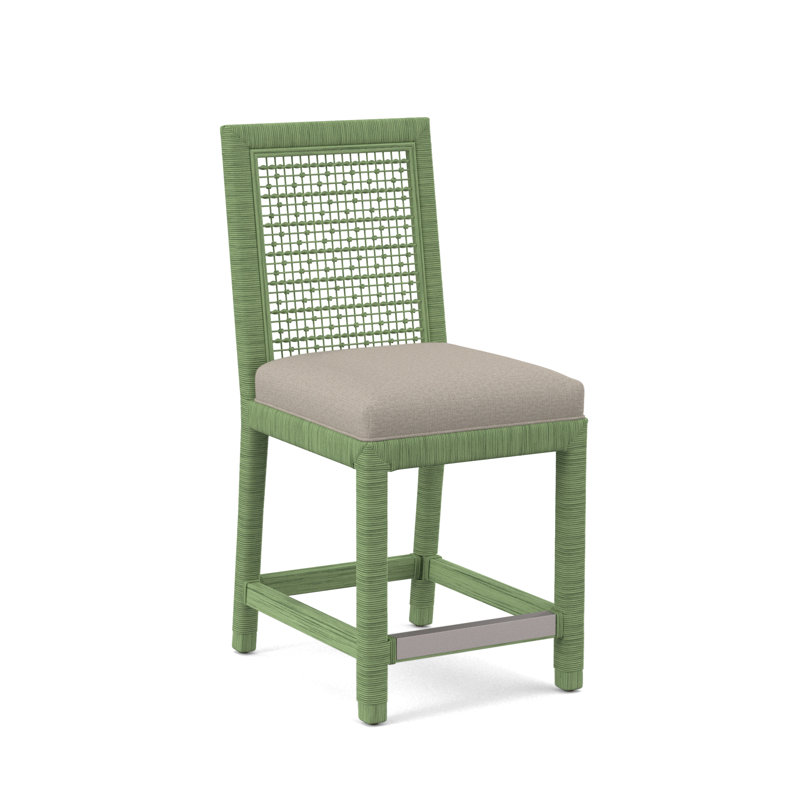 Pine Isle 24" Counter Stool, Sunbrella Beige Pinstripe; 6205-74, Celery