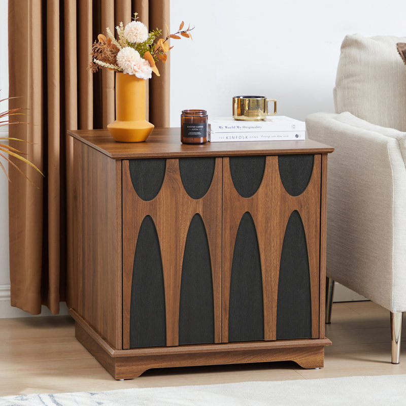 Table de bout avec rangement 23,6 po, Noir / brun