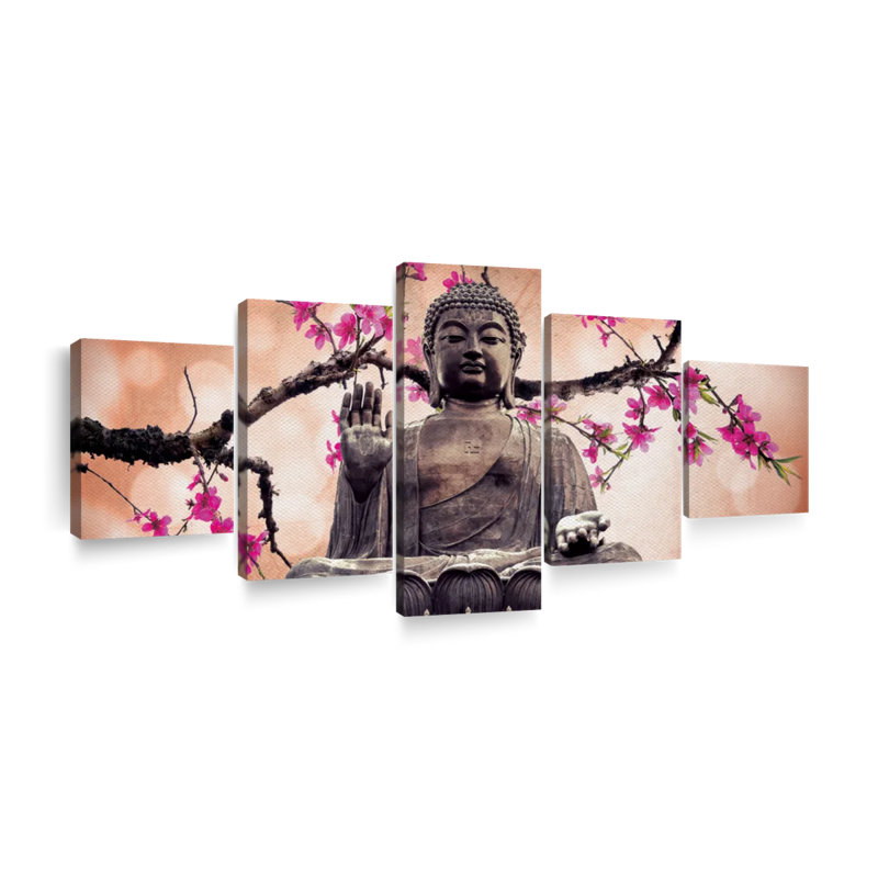 «Sakura And The Great Buddha», reproduction sur toile, H 24 po x l 55 po x P 1,25 po