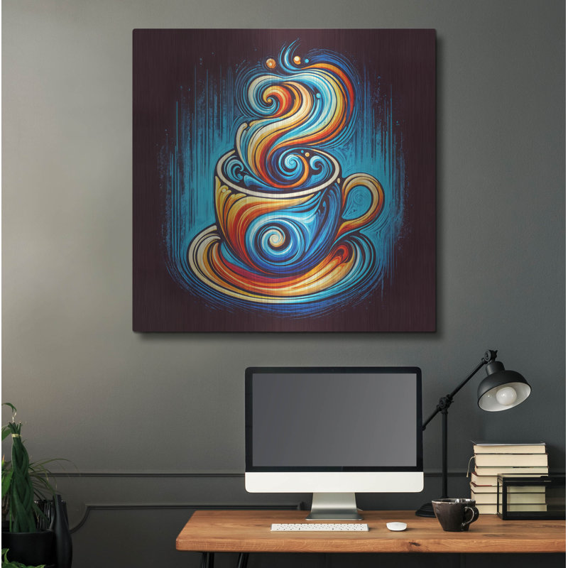  «Coffee Cup Abstract» par Rey Klimt, art mural en métal, 36 po x 36 po, H 36 po x l 36 po