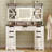 Farmhouse Makeup Vanity with Sliding Cabinets and Power Outlet